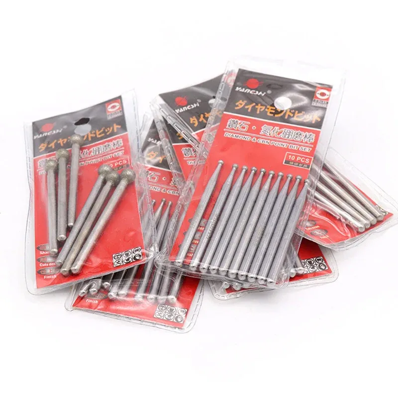 1/1.5/2/3/4/5/6mm Ball Diamond & CBN หัว Burr Point 3mm Shank แกะสลักแกะสลัก Bits สําหรับหยกแก้ว Dremel โรตารี่เครื่องมือ