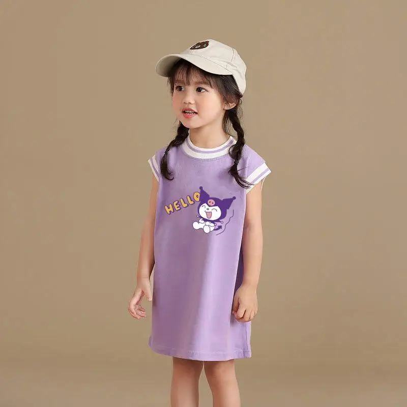 

Sanrio Dress Kuromi Korean Style Children's Sleeveless New Style Summer Fashion Vest Baby Basketball Skirt Casual Sports T-Shirt