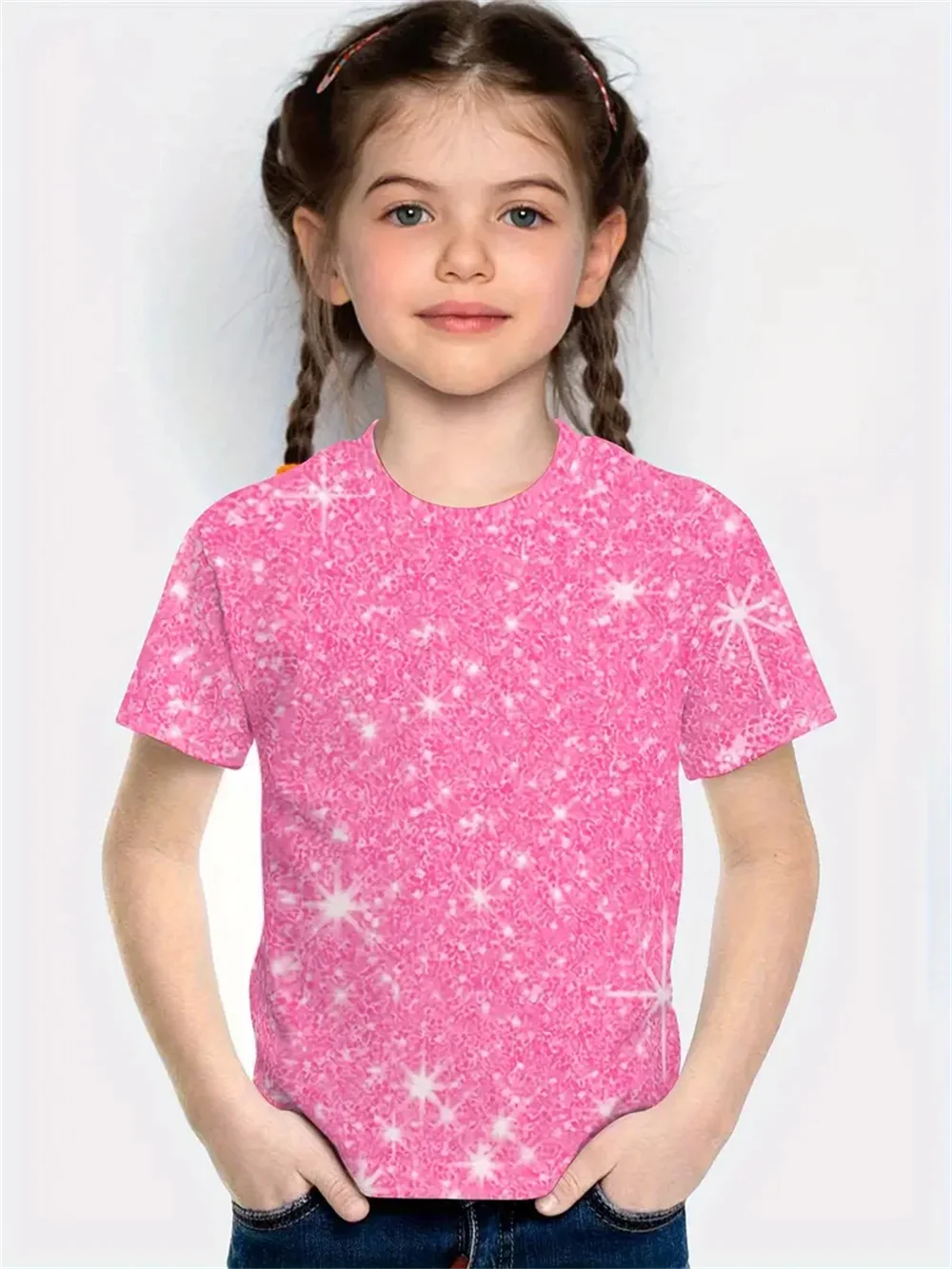 Camisetas divertidas y sencillas para uso diario para niñas, Toptee de manga corta con estampado 3d, ropa para niñas 2021, camisetas informales de moda