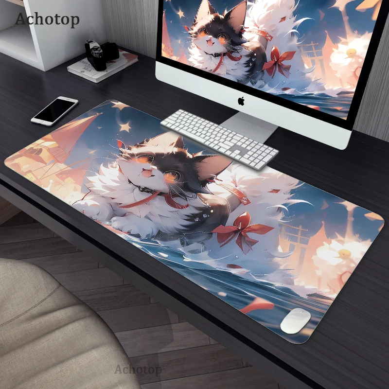 

Gamer Mousepad Large Gaming Desige Cute Cat Mouse Pad Computer Keyboard Pads Locking Edge Mouse Mat XXXL 900x400mm Desk Mat