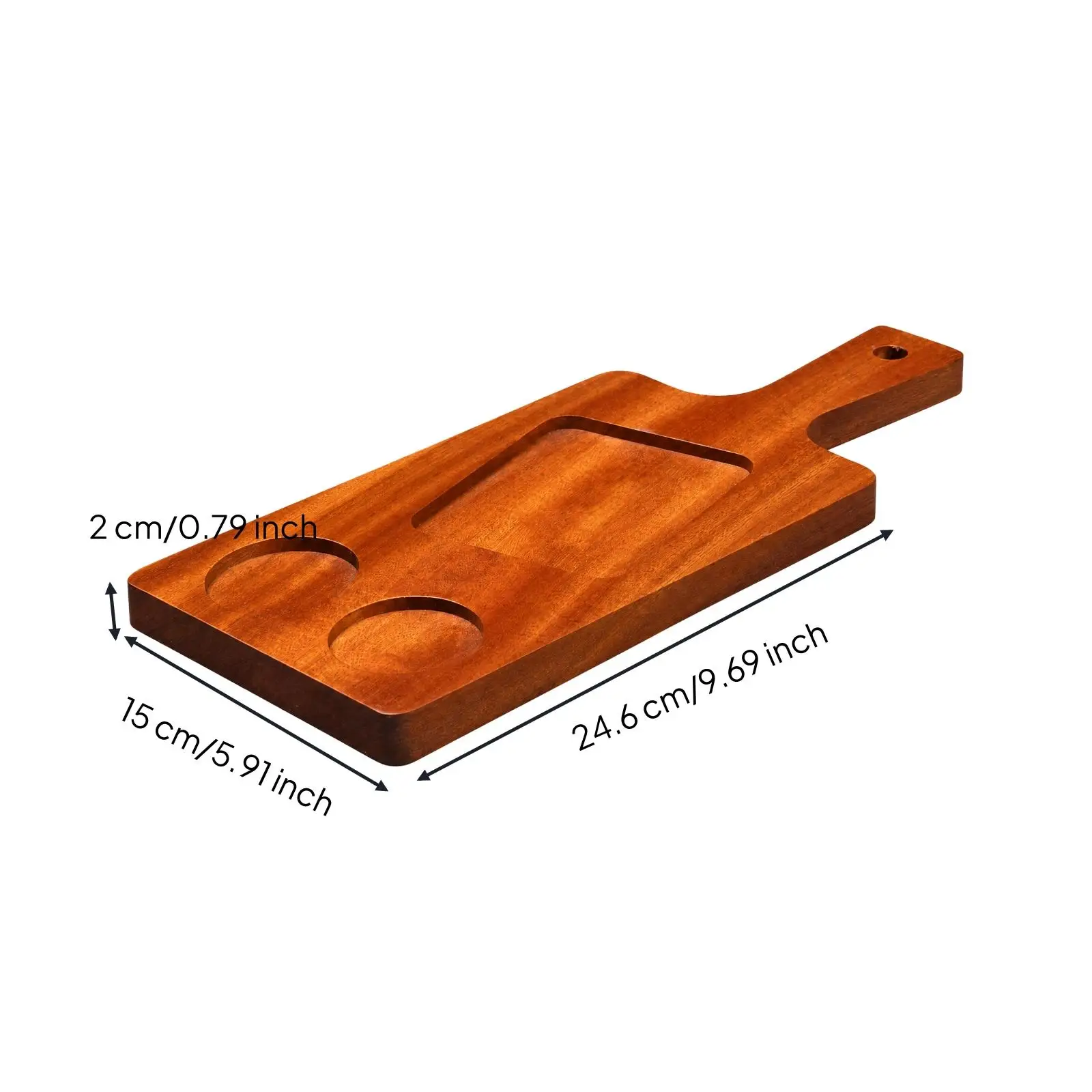 Rectangular Sapele Serving Tray with Built-in Handle for Patio Dining Table Decoration and Home Bar Use