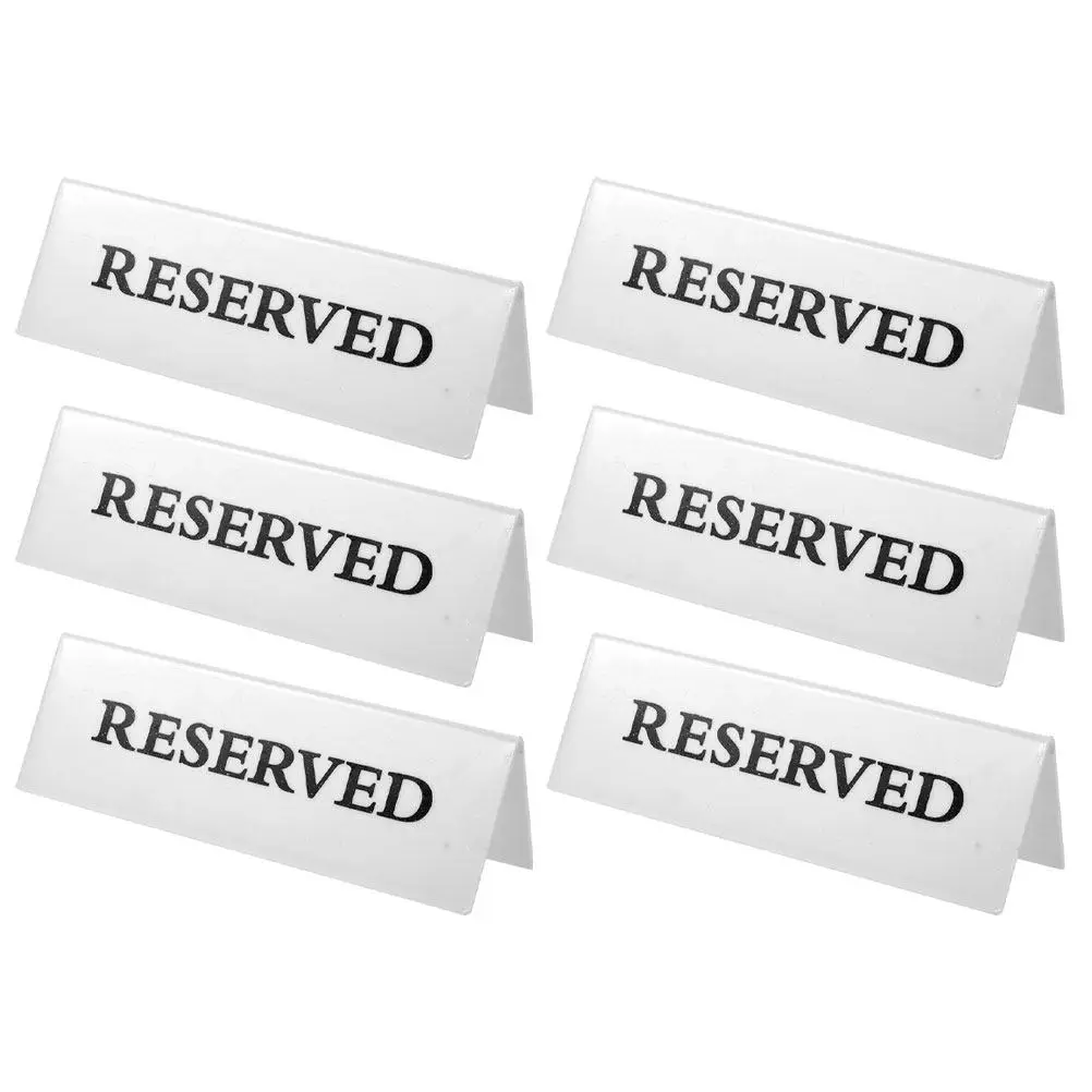 

6Pcs Acrylic Reserved Table Signs Tent Style Wedding Party Banquet Conference Restaurant Church Event Reserved Seating Signs