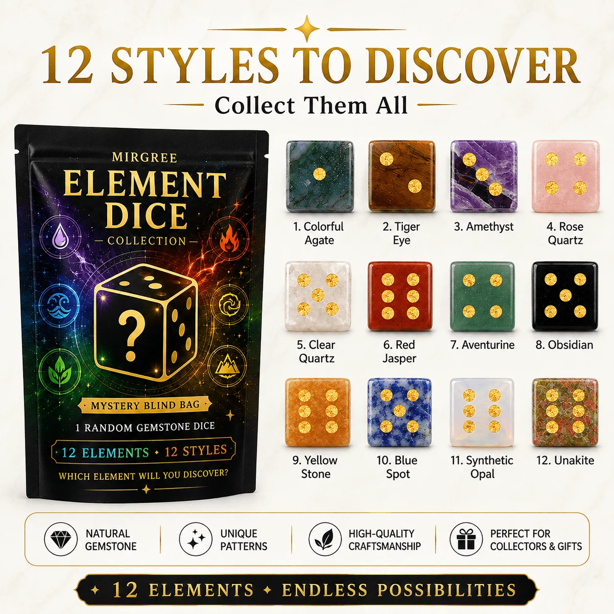 1PC Random Gemstone Dice, Polished Stone D6 Cube, Assorted Colors, Mini Collectible, Desk Decor Gift for Dice Lovers