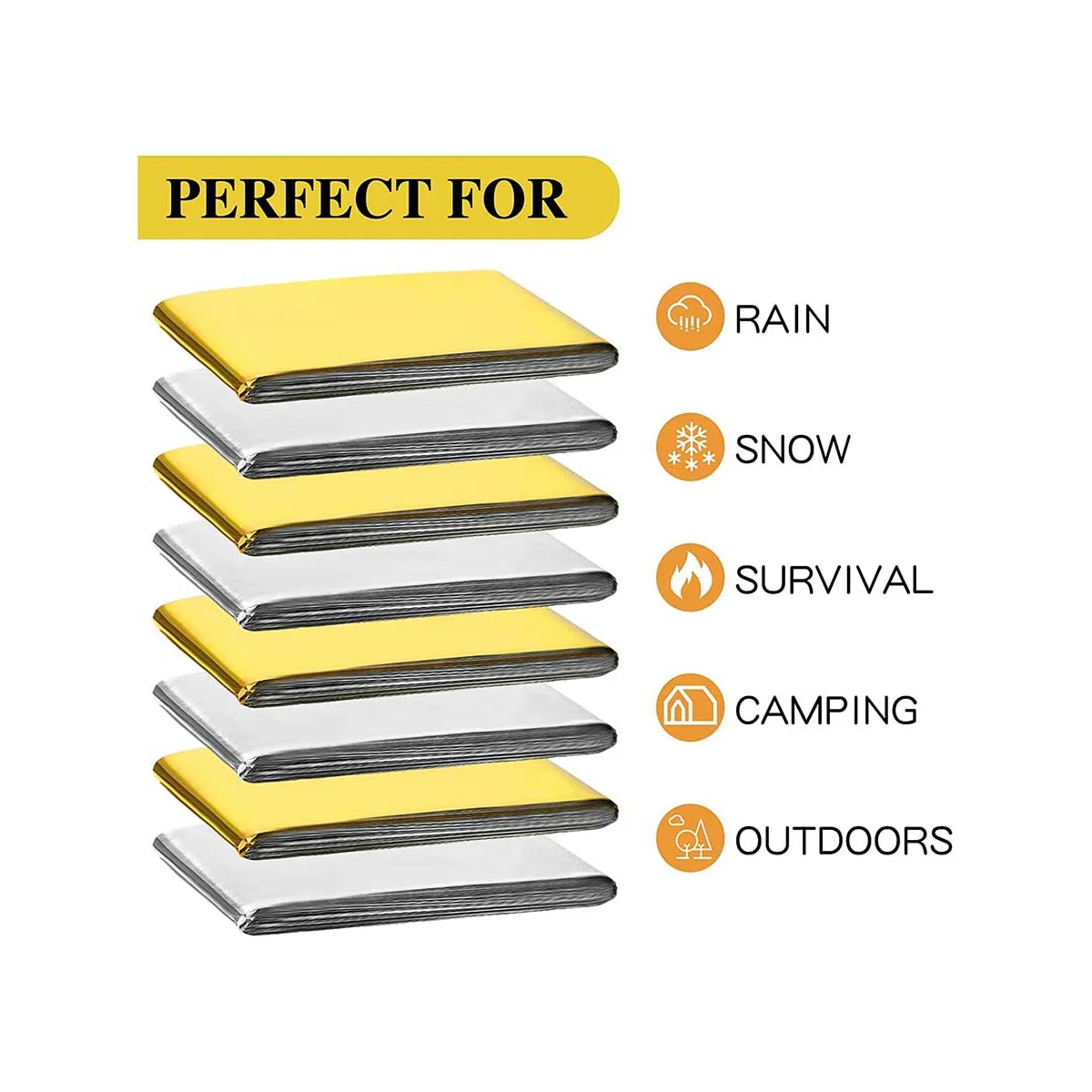 20PCS Camping Emergency Mylar Thermal Blankets Foil Blanket Space Blanket Sunscreen Blanket for Outdoors