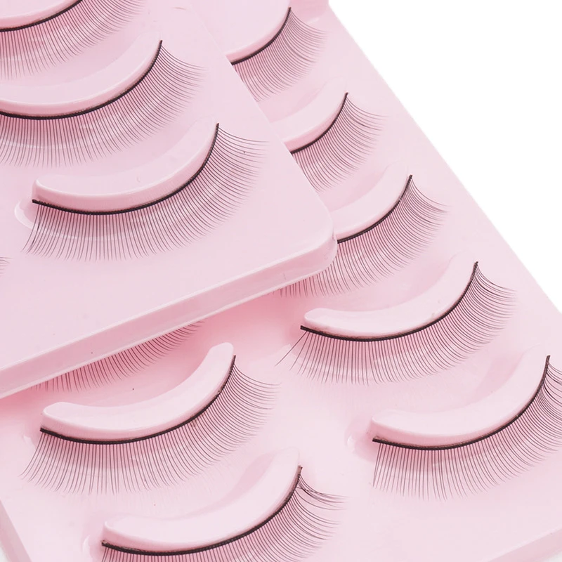 5 Pairs Pink Box Training Lashes Eyelash Extension Practice Grafting Natural False Eyelashes For Beginner Teaching Makeup Tools