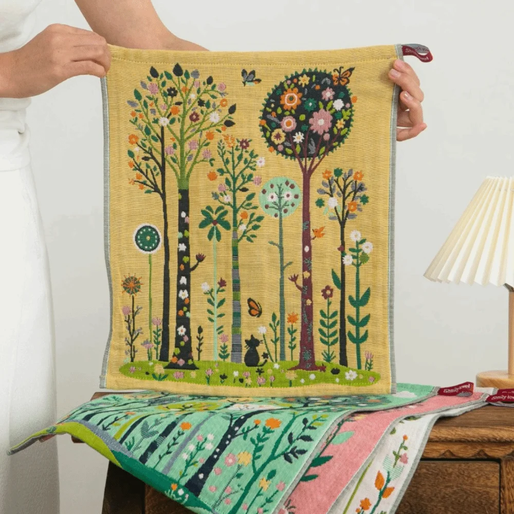 

Набор из 4-х 4-слойных хлопковых марлевых полотенец в пасторальном стиле, быстросохнущие, приятные для кожи, с лесным узором, мягкие и впитывающие