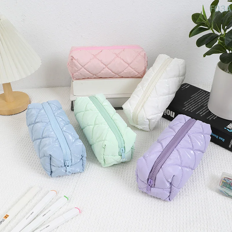 Simple Solid Color Pencil Case High Quality Student Pencil Pouch Portable Large Capacity Stationery Holder School Supplies