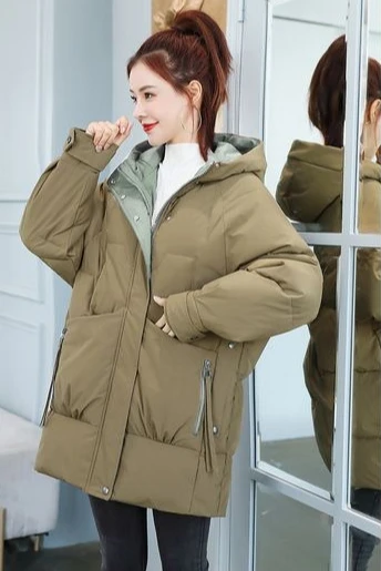 

2025 зимняя новая женская пуховая хлопковая куртка для поездок на работу, теплая модная хлопковая куртка большого размера