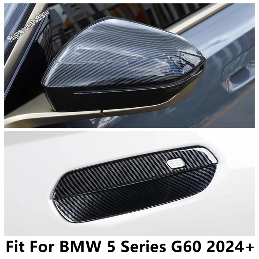 

Car Door Handle Bowl / Rearview Mirror Cap Shell Decoration Cover Trim For BMW 5 Series G60 2024 2025 Carbon Fiber Accessories