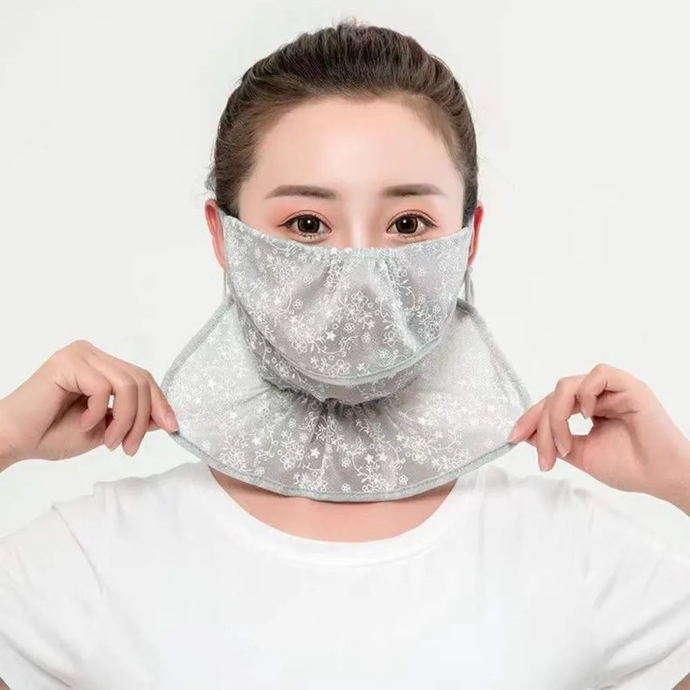 2026 Summer Hot Sale Anti-UV Lace Sunscreen Mask Hanging Ear Cord Face Cover Scarf Dust-proof Breathable Cycling Driving