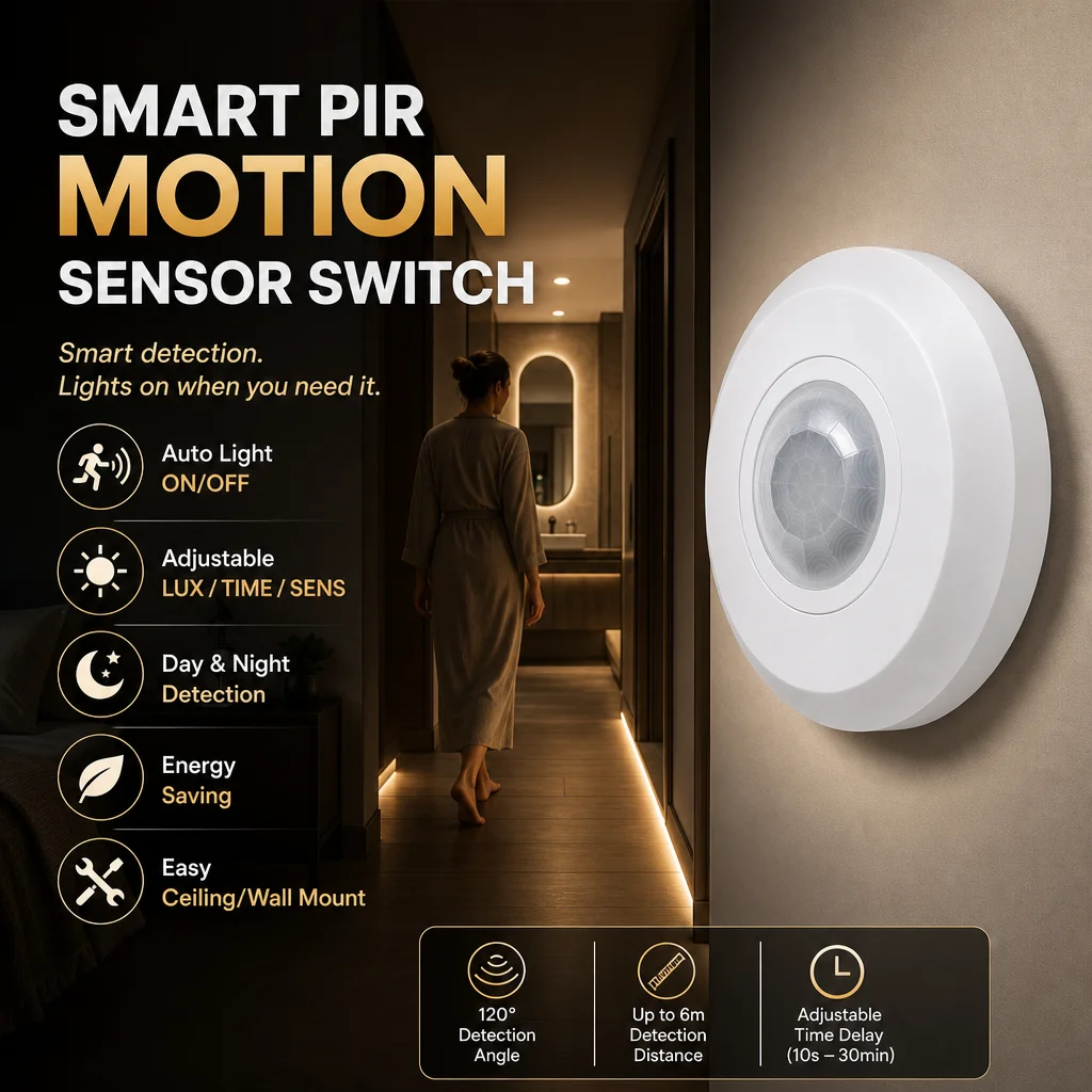110V-220V Surface Mount Ceiling Human Body Infrared Sensor Switch Indoor for 300W LED Lighting Control