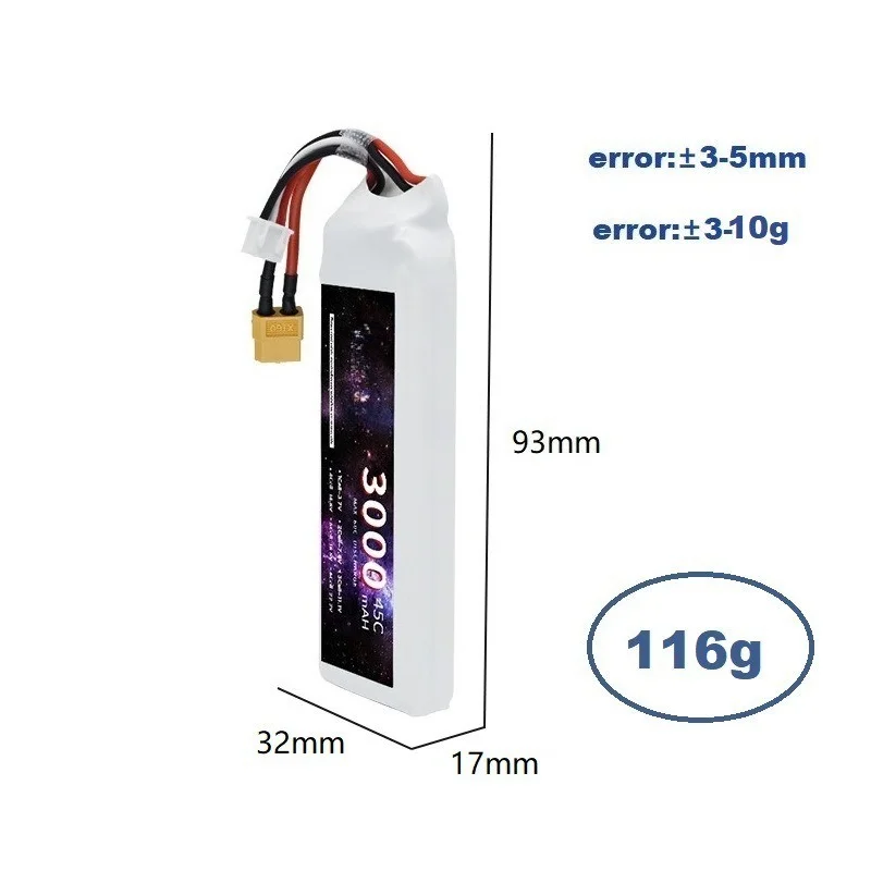 7.4V 45/60C 2S 3000mAh 3500mAh 4200mAh LiPo Battery with T Plug for Drone Car Model Boat Model 2S Rechargeable Battery