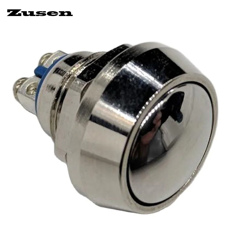 Zusen 12mm (ZS12B-10/N) 1NO Dome Head Momentary Waterproof  Micro Push Button Switch Screw Pins IP65