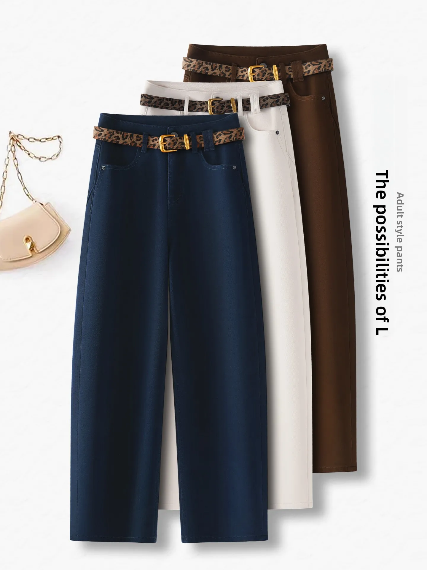 

High Waist Slimming Casual Jeans Women's Autumn Winter Thickened Wide Leg Pants Loose Fit Versatile Fleece Lined Denim Trousers