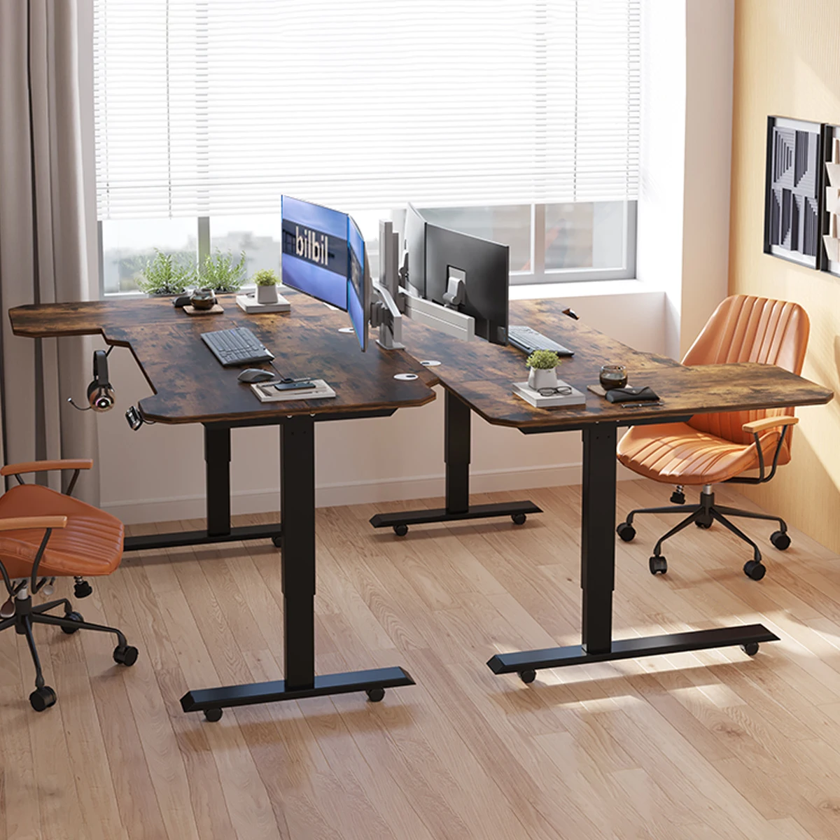 bilbil Electric Height Adjustable Standing Desk,Computer Desk, Electric Lifting Desk, Gaming Desk, Electric Lifting Standing