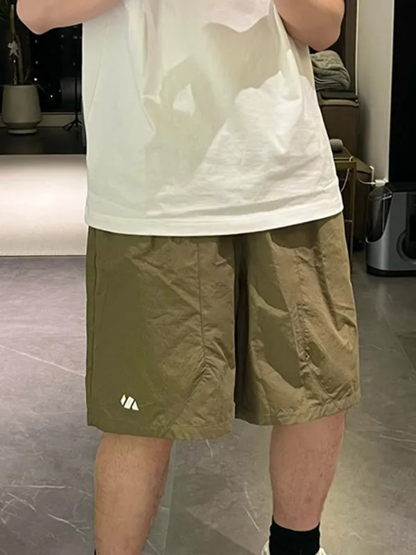 Casual Breathable Men's Short Pants Summer Trend Loose Fit Straight Leg Five-Quarter Length Pure Color Youth Fashion