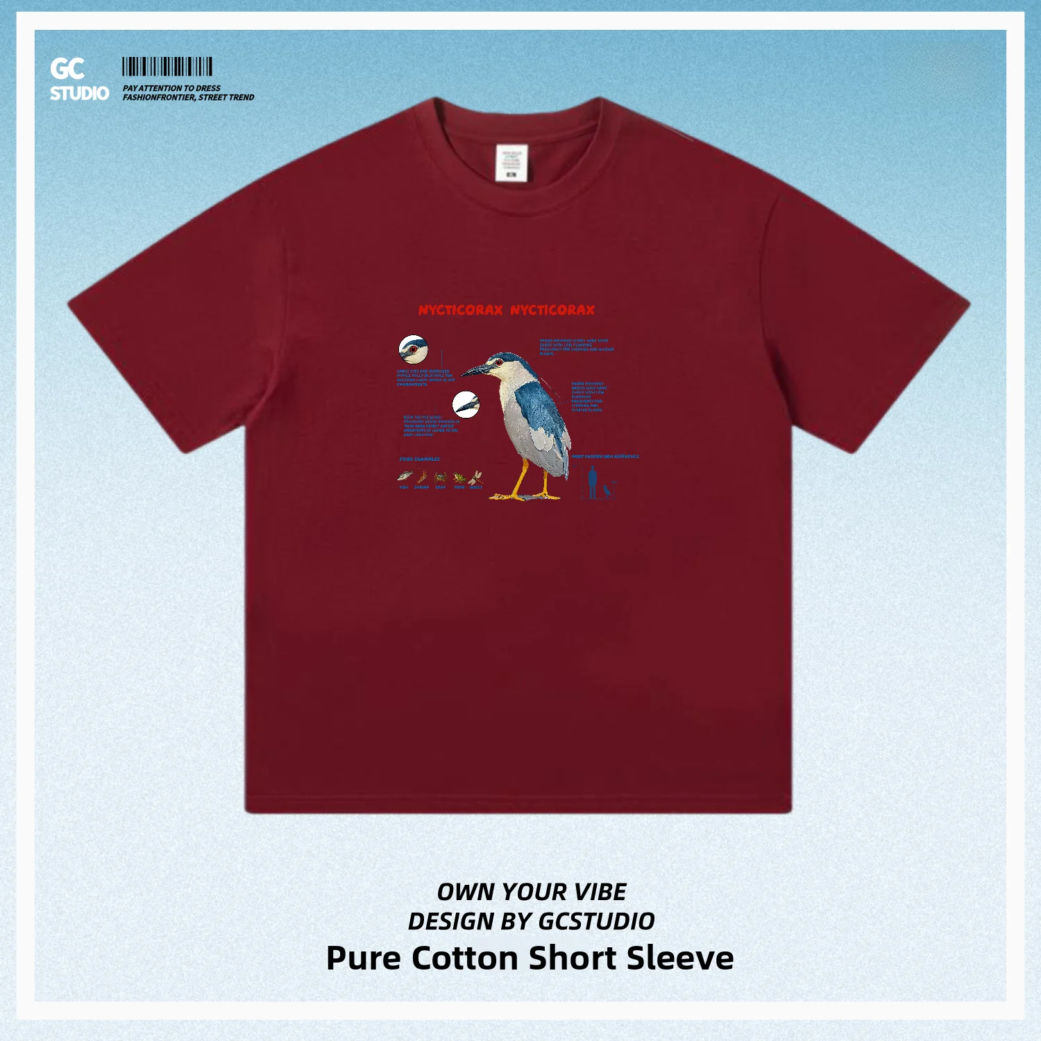 Cotton Summer New Loose Version Parrot Print Dissection Picture T-Shirt Breathable And Skin-friendly Short Sleeve round Neck