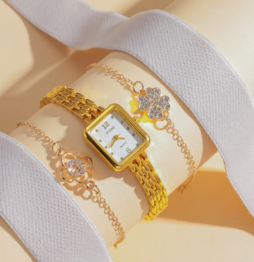 

Ladies' new simple style square dial steel strap quartz watch, noble and atmospheric, holiday gift