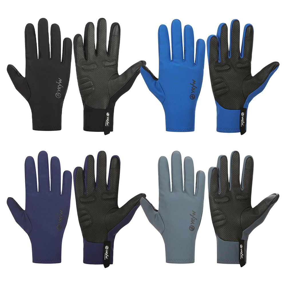 YKYWBIKE Cycling Gloves Full Finger 0-15°C Waterproof Winter Warmth Fleece Shock-absorbing Touch Screen Road Bike Gloves MTB
