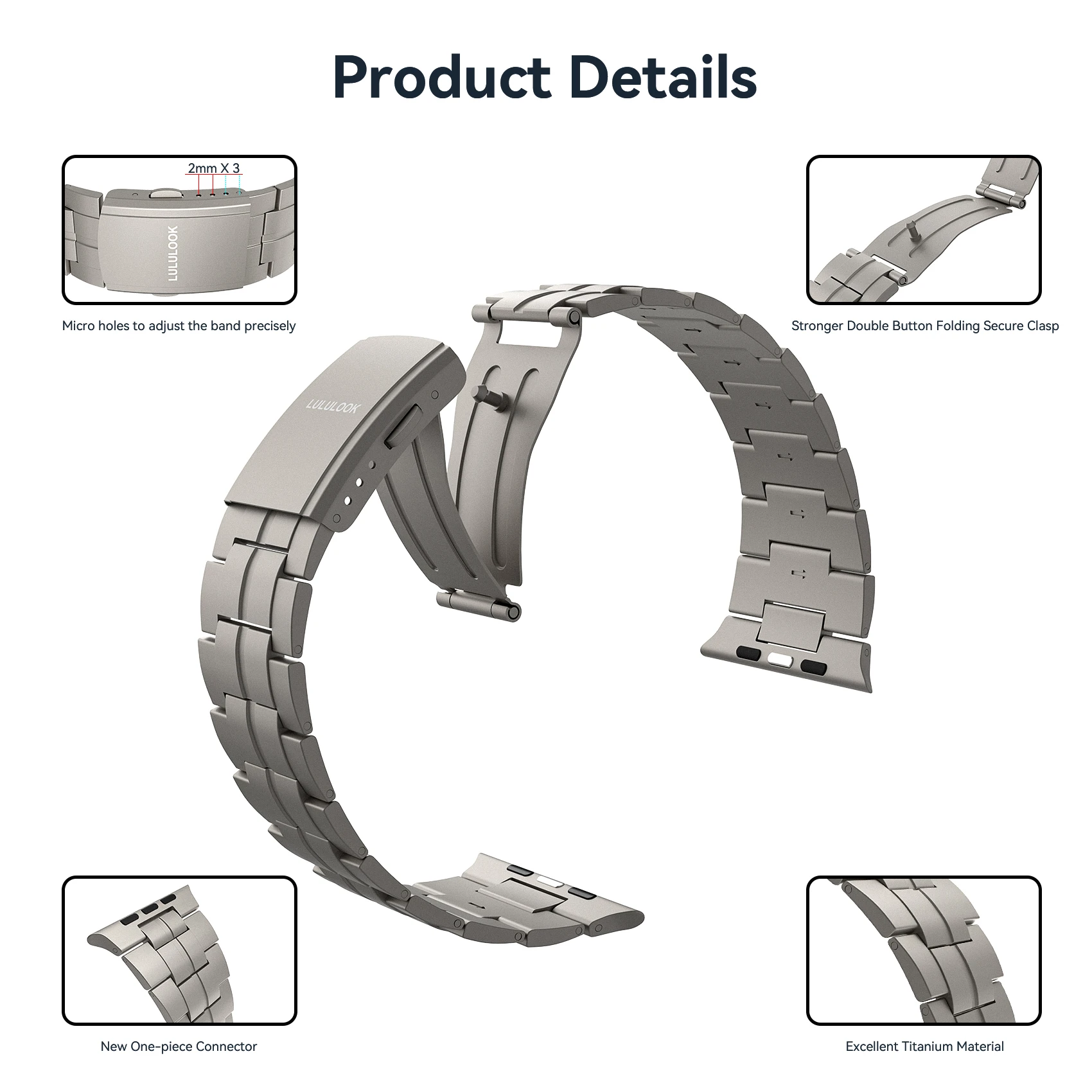 Lululook Titanium Band Voor Apple Watch Ultra 49Mm Band 45Mm 44Mm 42Mm Titanium Band Voor Iwatch Ultra Se Serie 9 8 7 6 5 4 3 2