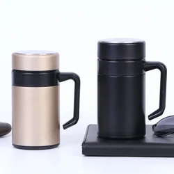 Good Heat Preservation Cup Stainless Steel Insulated Cup Double Wall Tea Water Separation Cup Office Business Gift With Handle