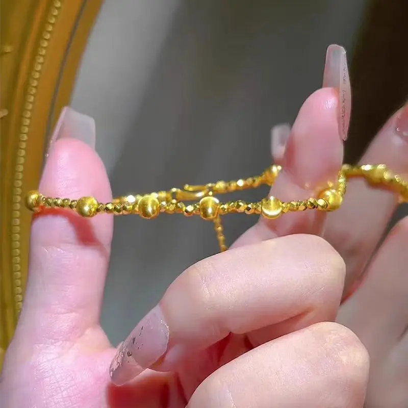 AU999 24K الذهب المرأة القط - سلسلة العين |   3D cat's - خرز عين مع ذهبي لامع، ألماس - مجموعة، رائعة وميمونة