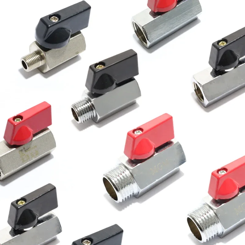 4pcs Copper Valve Switch Pneumatic Accessories Mini Ball Valve 4/6 Points Double Inner Thread Inner And Outer Thread 1/2/3 Point