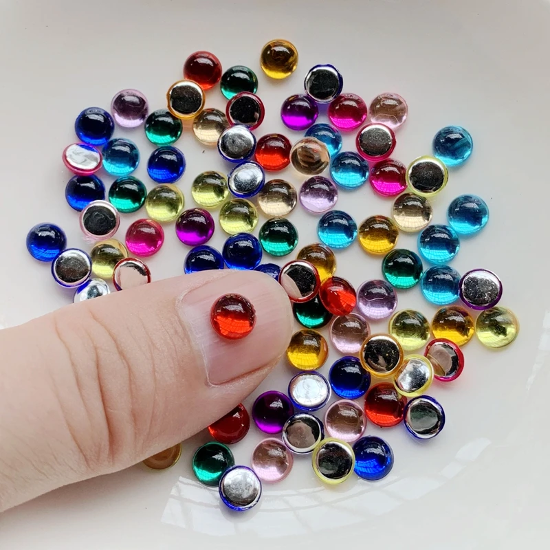 6mm semicircle Acrylic flat back nail art mobile phone decorative jewelry making accessories  nail rhinestones  nail supplies