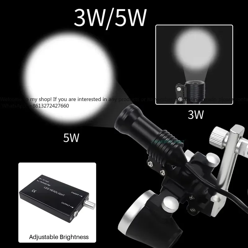 Electrical Powered Medical Magnifier Glasses with LED Headlight Binocular Loupes and Headband view 5