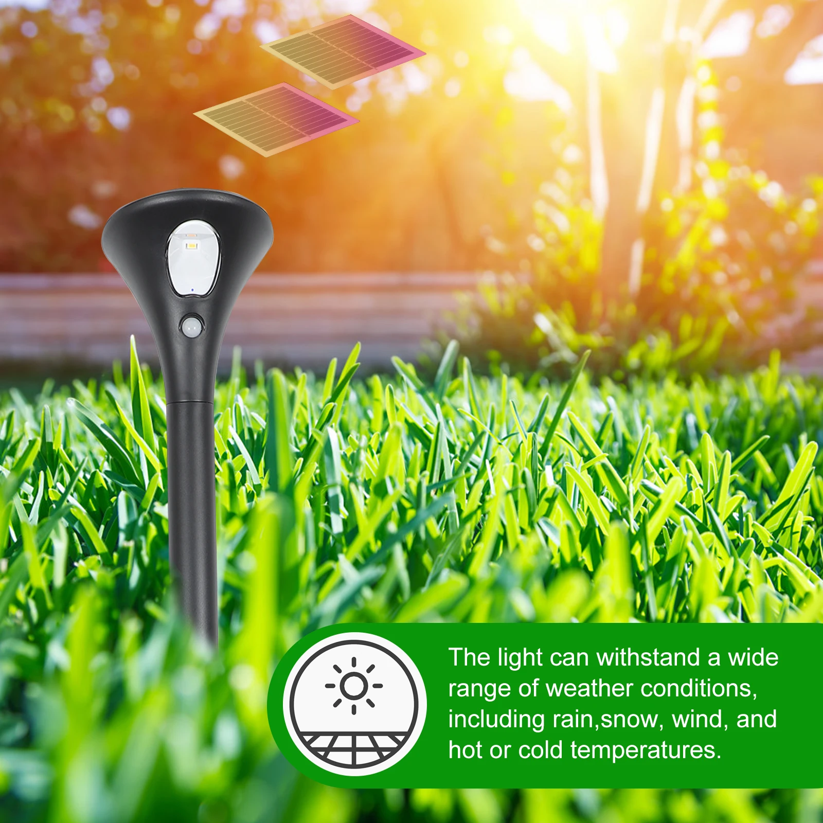 

Garden Light Black Warm LED Solar Pathway Lights Waterproof Motion Sensor Stake Lamp for Courtyard Driveway Decor Outdoor Solar