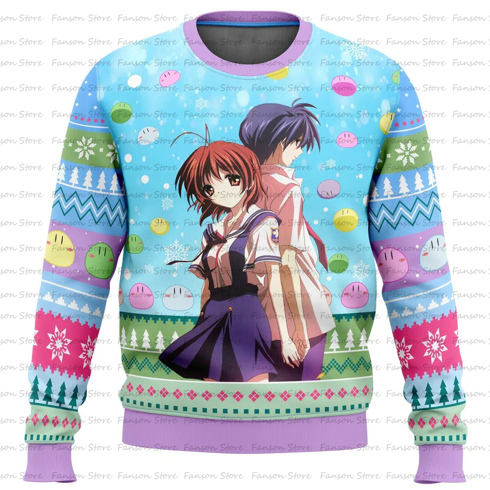 Pull de dessin animé Anime Clannad en-ly pour hommes et femmes, Tomoya et stationnaire, pull de Noël, sweat à capuche pour coupl