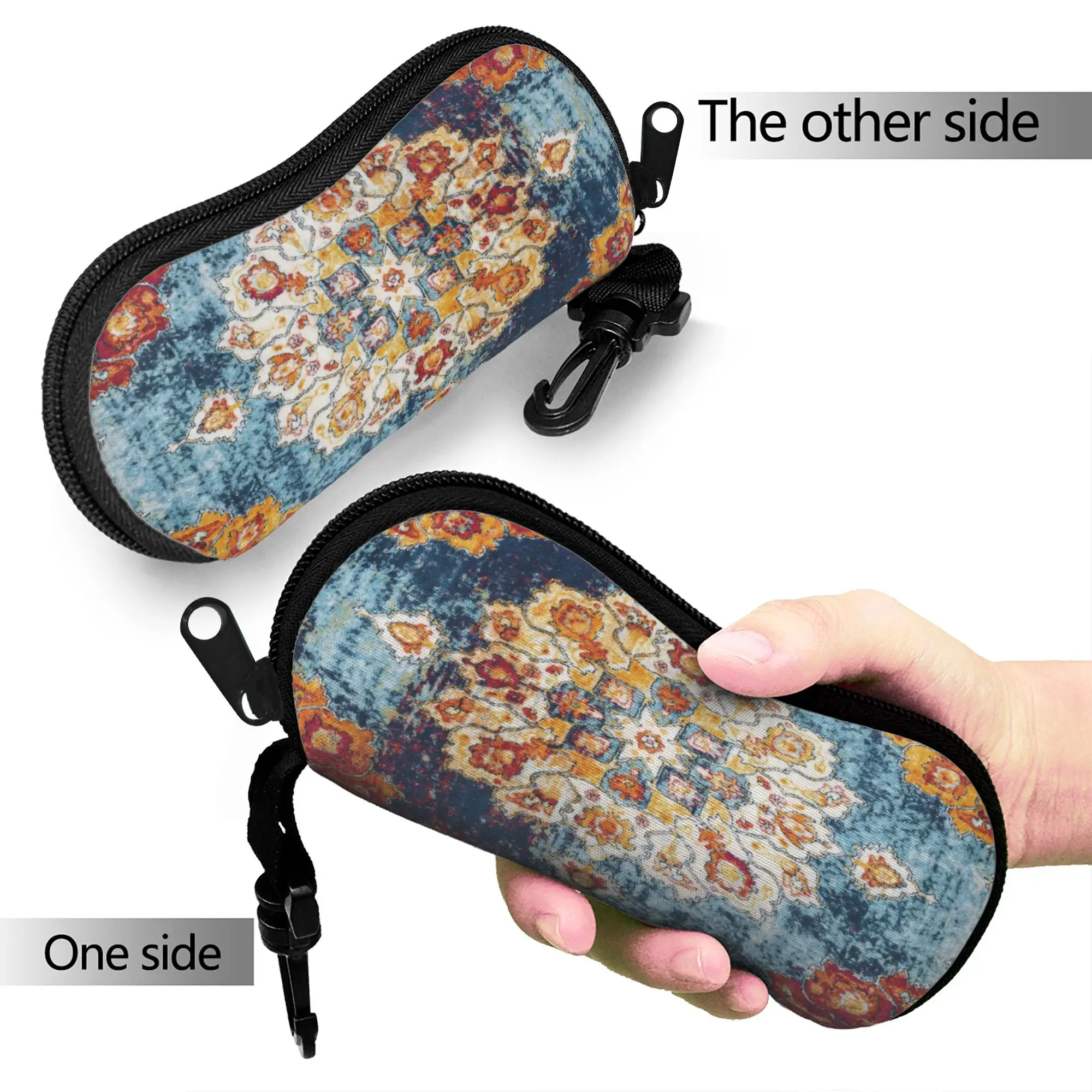 Retro Bohemian Woven Pattern  Glasses Case  Key Chain Sunglasses Case Retro Daily Eyeglass Protector Men Women Eyewear Storage