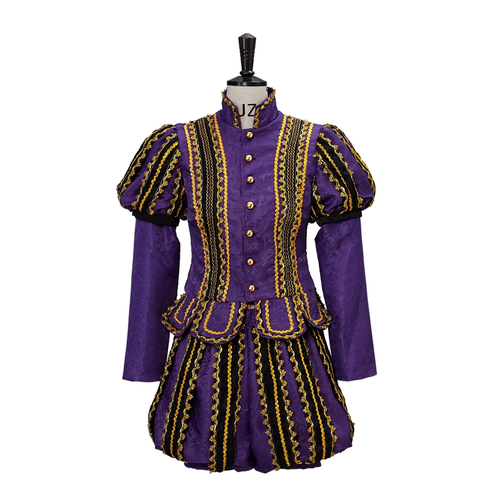 

Medieval Queen Elizabeth Tudor Period King Henry Costume Renaissance Royal Tudor Purple with Gold Trim Noble Uniform for Man