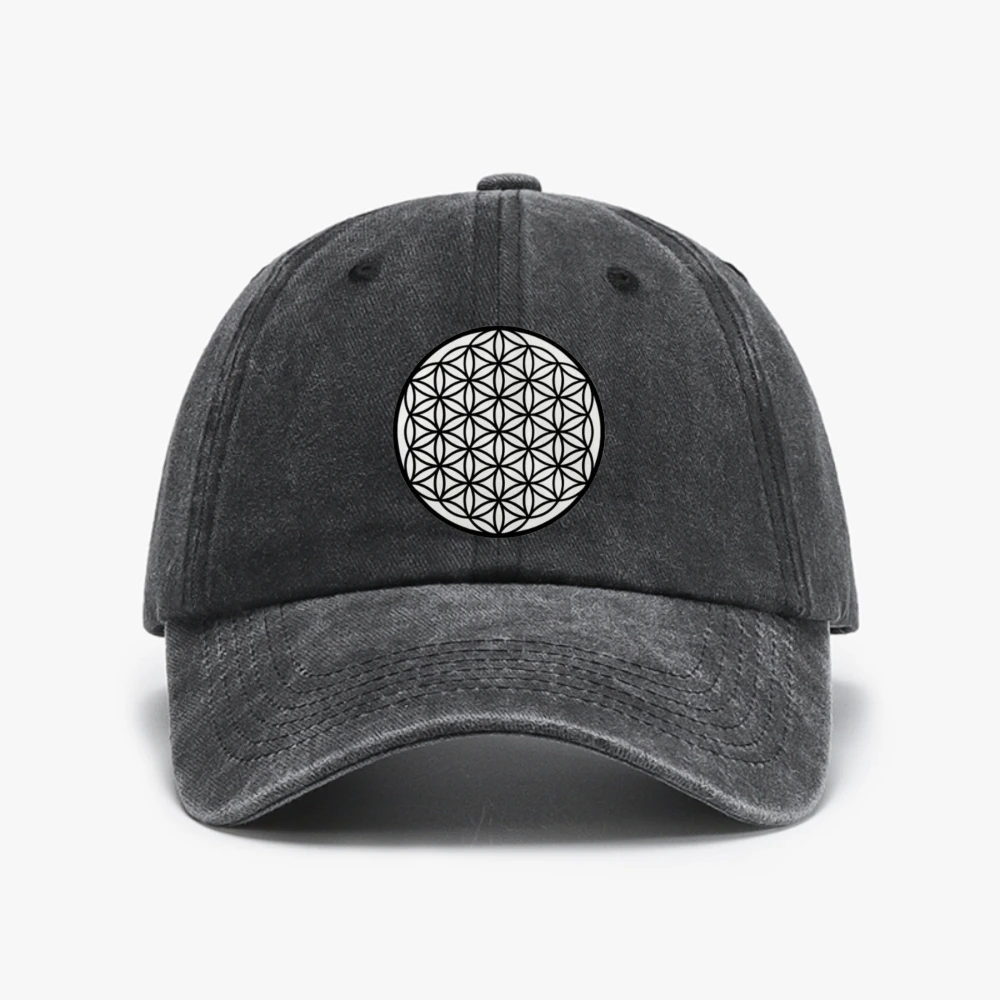 

Archangel Metatron printing hats Sacred Geometry Hexagram Washed Baseball Cap Men and Women Distressed hat