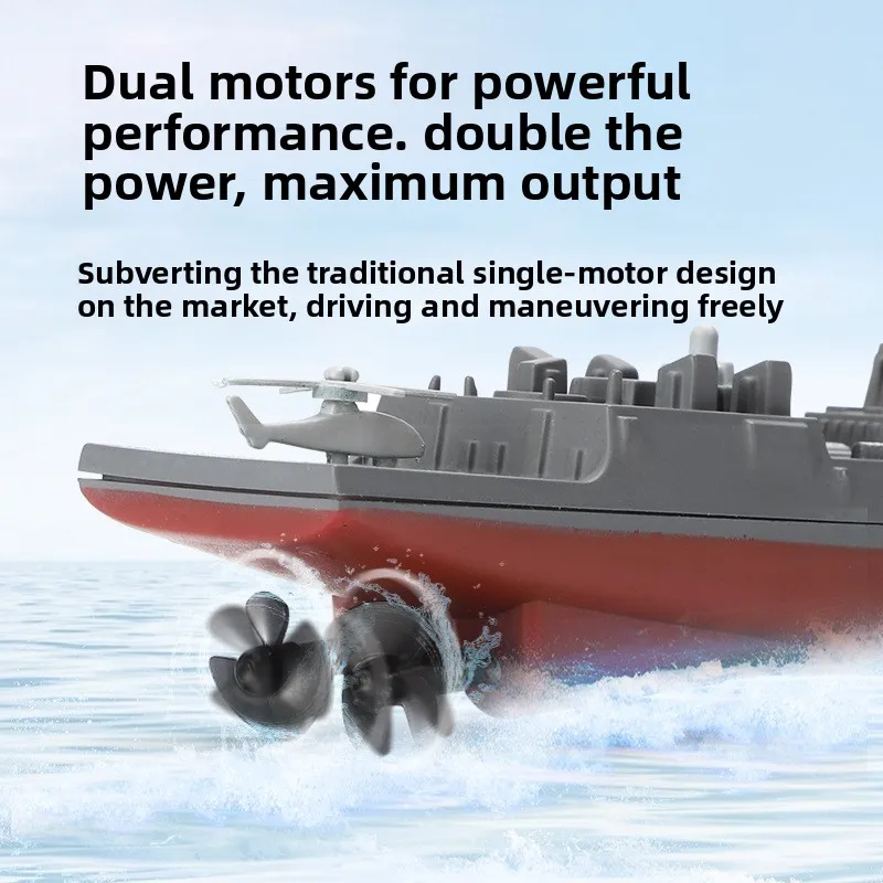 Mini barco de controle remoto para crianças, barco militar elétrico de água de verão, lancha motora 2.4g, brinquedo de barco de controle remoto de alta velocidade