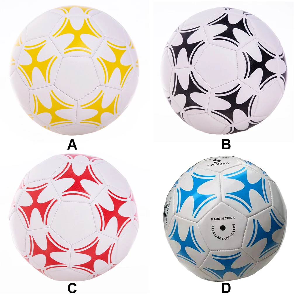 

Soccer Ball PU Leather Size 5 Playground Match Football Game White Yellow