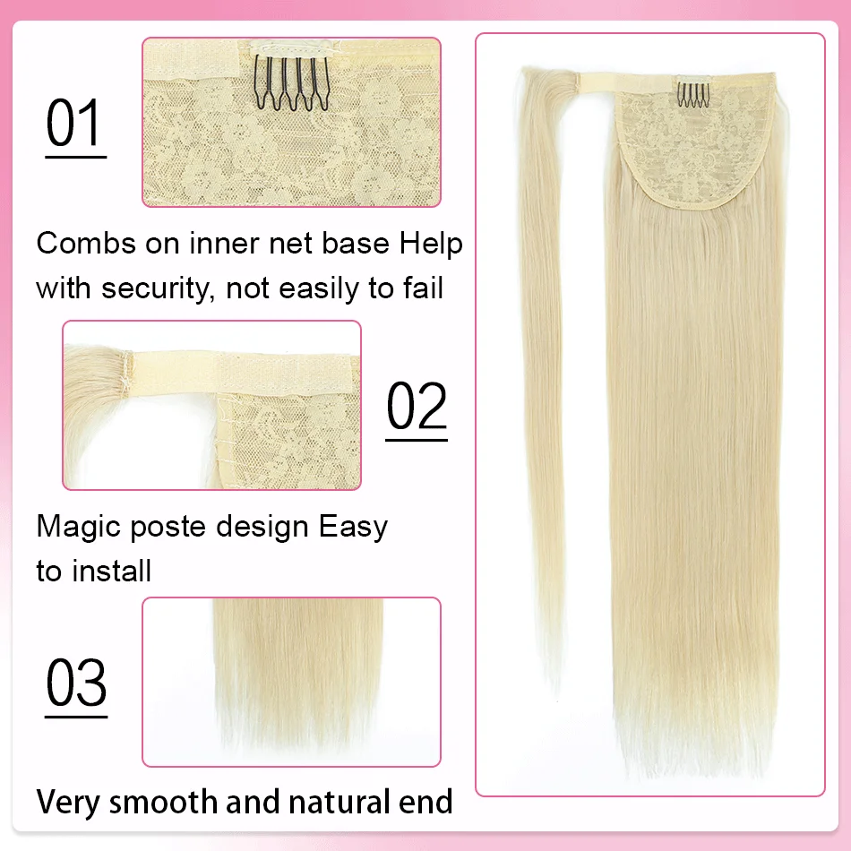 PLADIO Straight Ponytail Human Hair Wrap Around Ponytail 100% Real Brazilian  Remy Human Hair Ponytail Extensions 60-160g