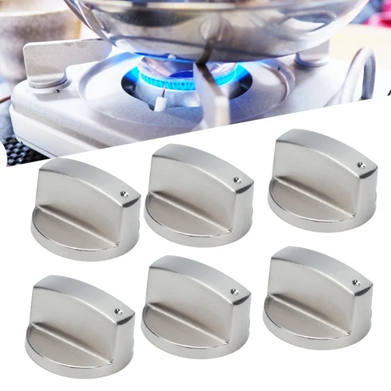 

D2 6Pcs 8mm Rotate Knob Zinc Alloy Control Knob Replacement For Kitchen Range Gas Stove Accessories Microwave Oven 0° Button