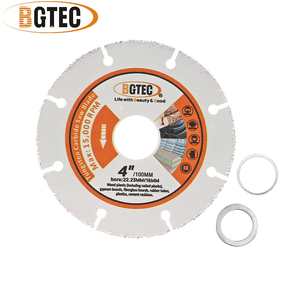 BGTEC 1pc 4/4.5/5 Inch Wood Cutting Disc Vacuum Brazed Wood Board Plastic PVC Rubber Pipe Angle Grinder Saw Blades Bore22mm