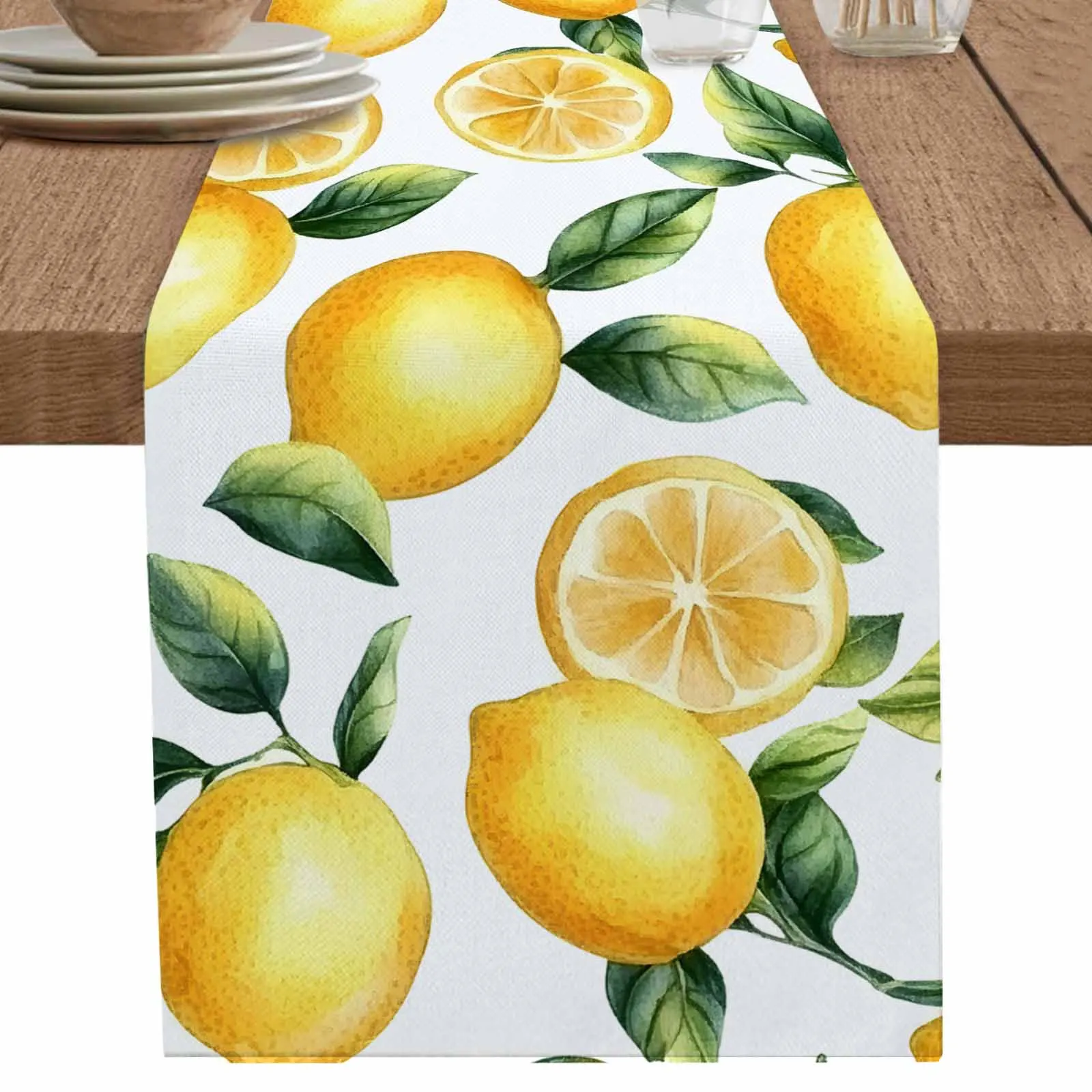 

Country Lemon Fruit Table Runner Kitchen Decor Tablecloth Placemat Hotel Home Wedding Decor Table Runners