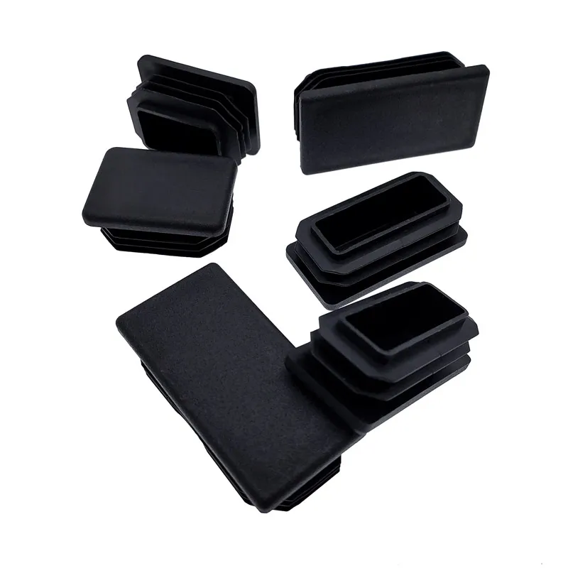 Plastic Black Steel Rectangular pipe plug Furniture Leg plug Anti Slip Feet Protector Pad Plastic square tube cap plug