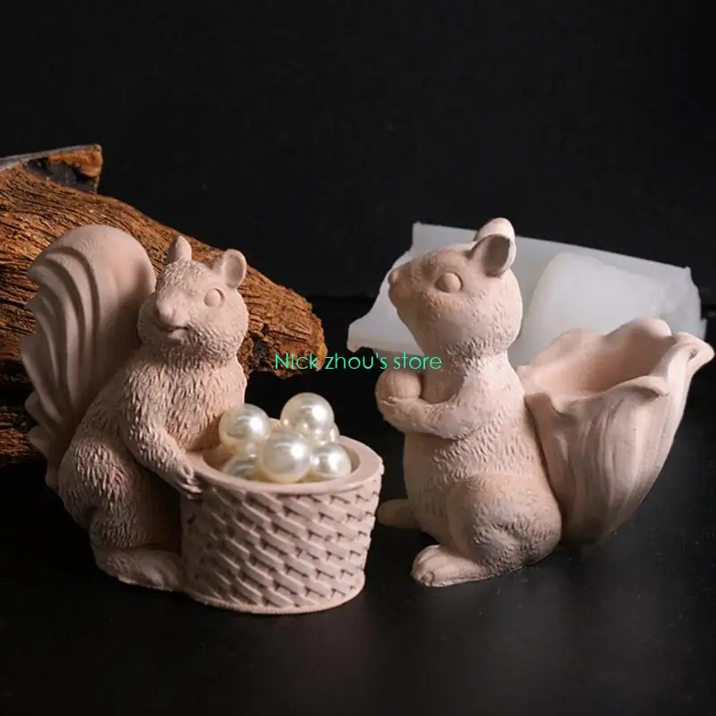 E15E Multipurpose Silicone Squirrel Basket Mould Set 2Pcs for Artistics Storage Container Designs