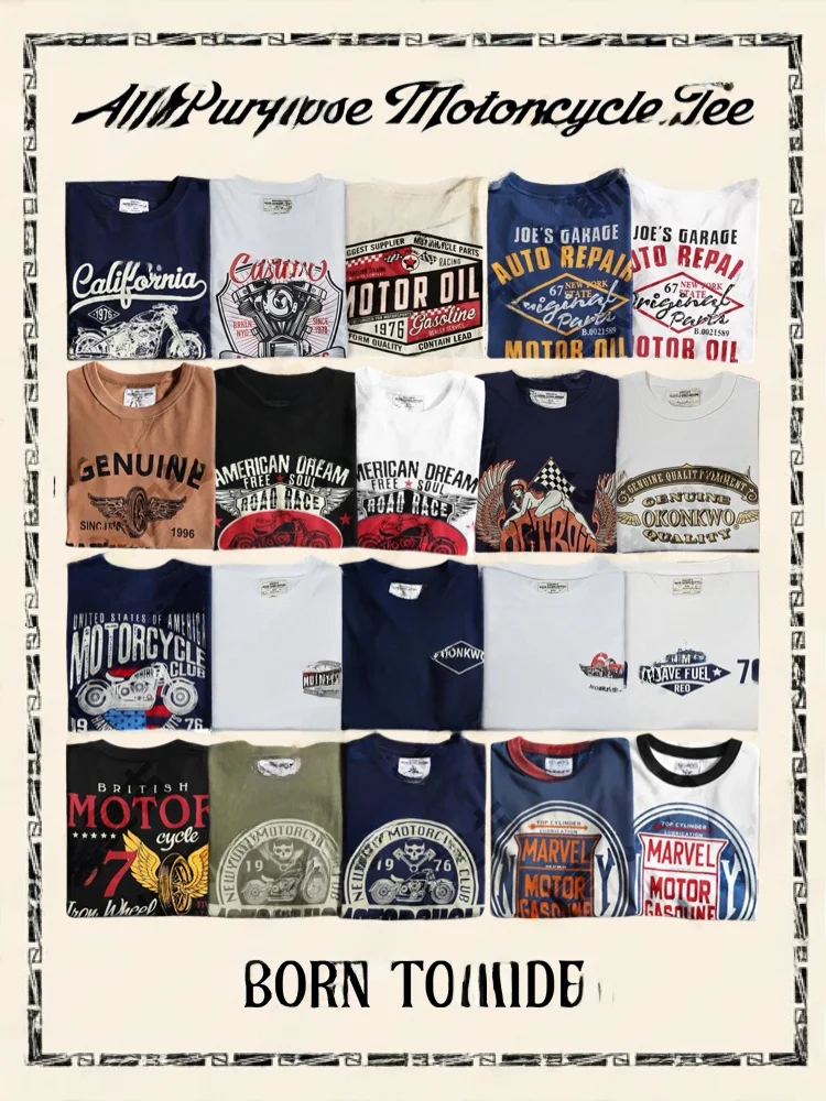 

Футболка Buco Naked Angel Motorcycle Print ort Sve, американская ретро футболка Ame i Heavyweight, хлопковая повседневная круглая футболка Ne