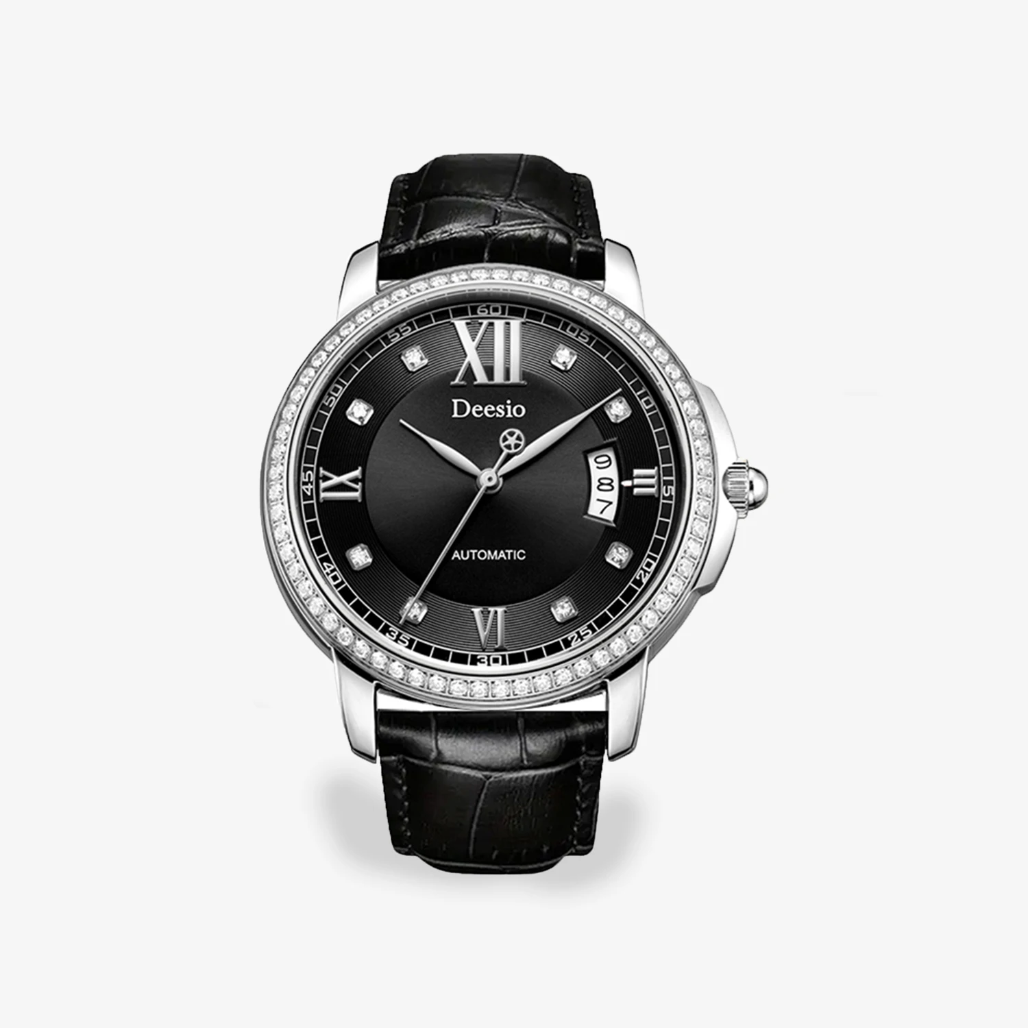 

Deesio Men's Automatic Self-Winding Mechanical Watch Leather Strap Stainless Steel Case,30M Waterproof,Calendar Luxury Men Gift