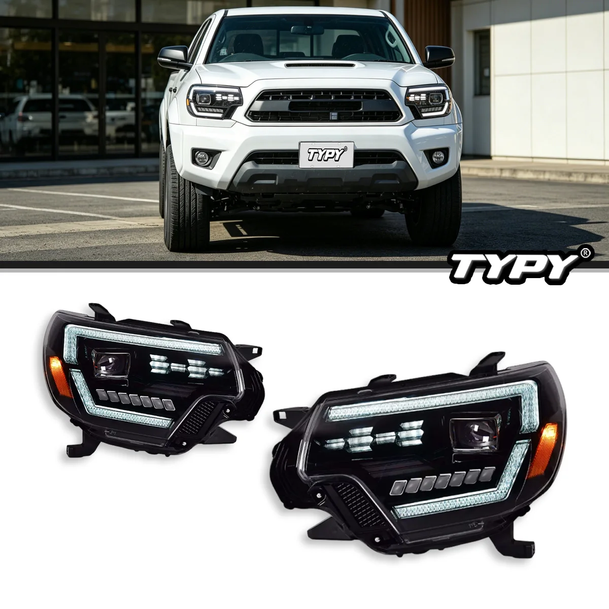 

TYPY Car Front lamp Headlight assembly For 12-15 Toyota Tacoma DRL Daytime Running Light Turn signal 2pcs