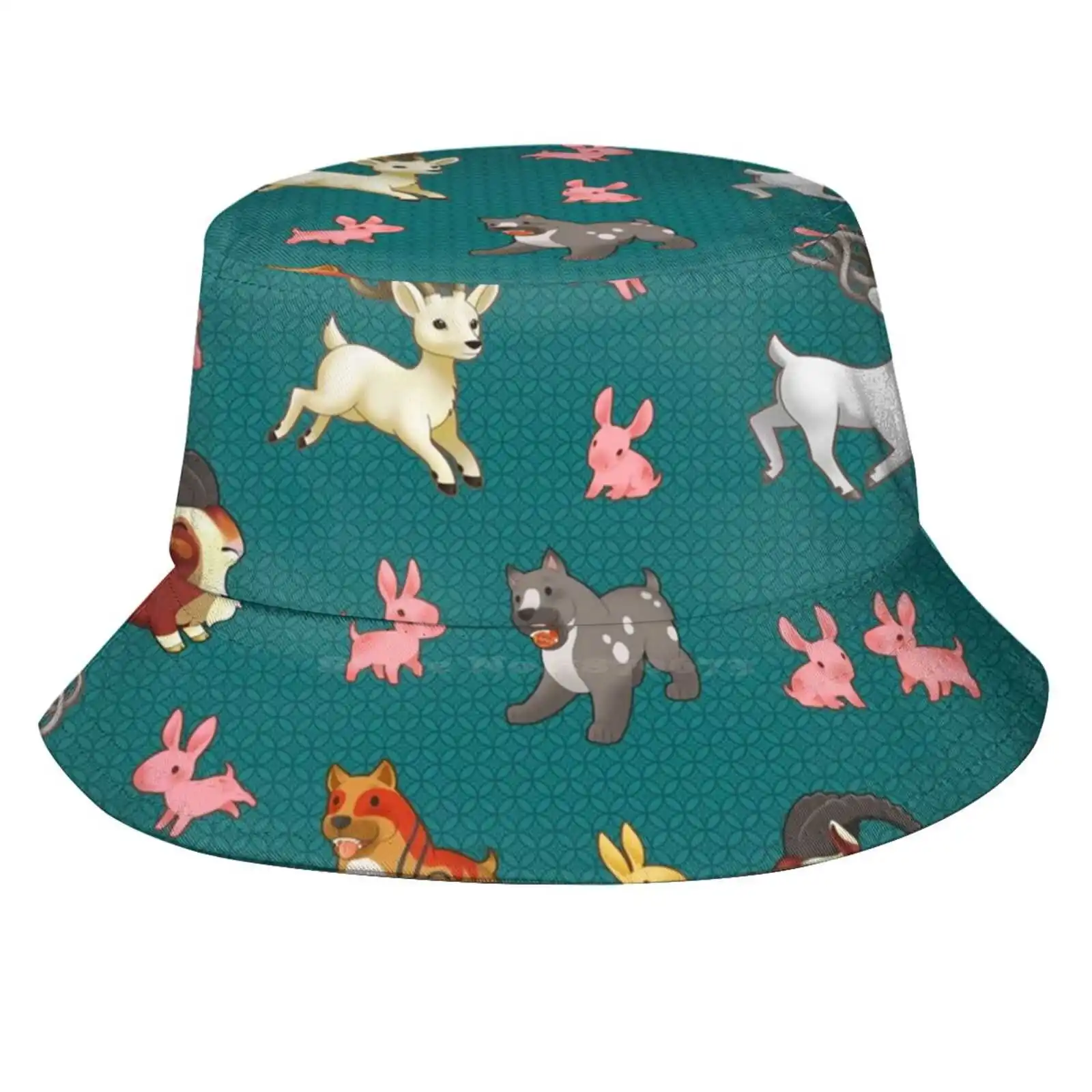 Da Critter Collection Sun Cap Fisherman Hat Bucket Hats Halla Mabari Golden Cute Ram Chibi Dragon Age Dogs Deer Nugs