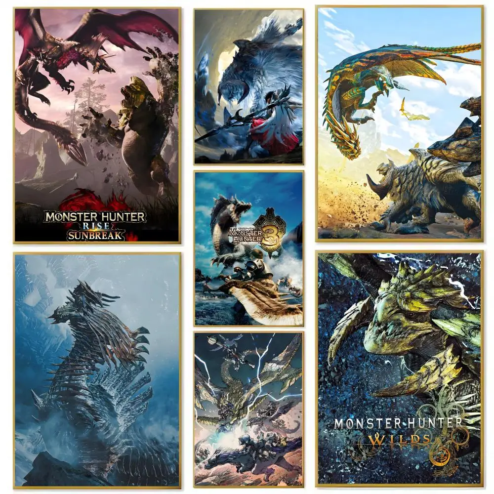 Anime M-Monster H-HunteR W-Wilds Poster, Papierdruck, Zuhause, Wohnzimmer, Schlafzimmer, Eingang, Bar, Café, Kunst, Malerei, Dekoration