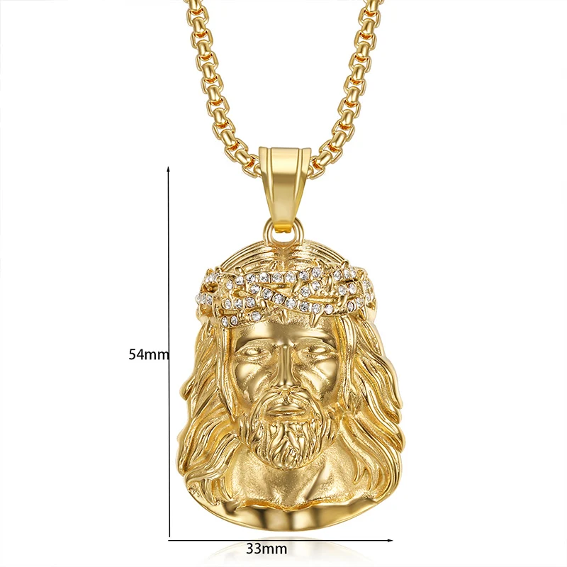 Hip Hop Bling Gold Color Stainless Steel JESUS PIECE Pendants Necklace for Men Rapper Jewelry Drop Shipping