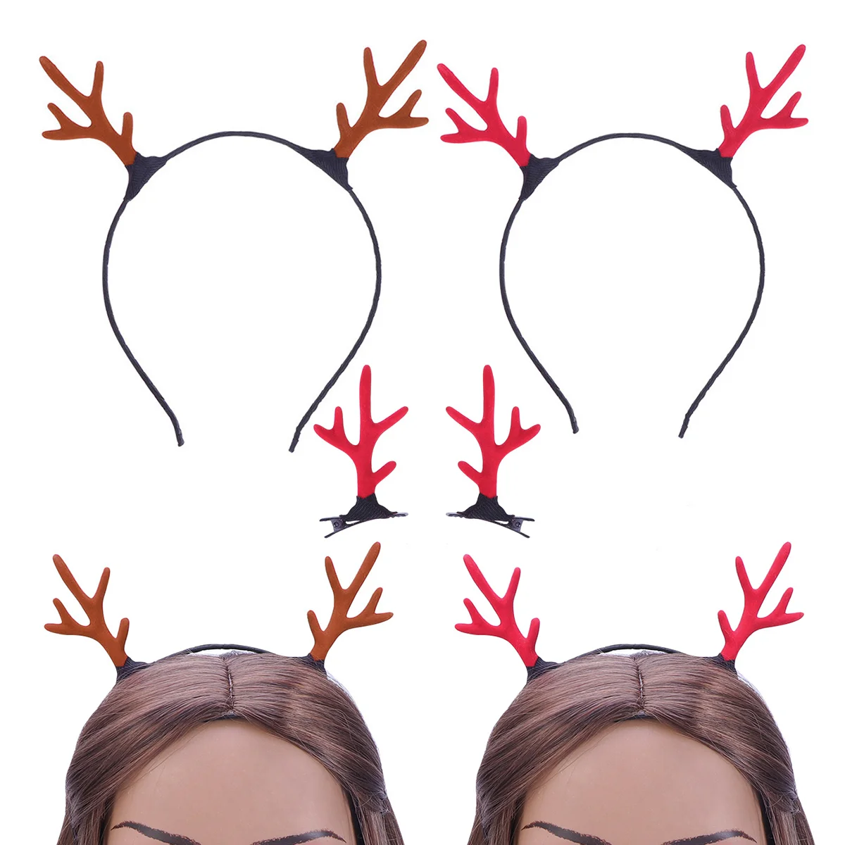 

20pcs Festive Antler Headdress Christmas Headband Set Party Hair Hoops Hair Clips Festival Kids Gift