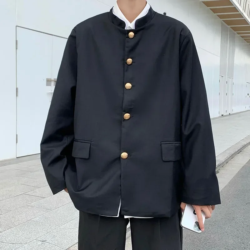 Japan Style School Uniform Jacket Stand Collar Men Women Tunic Suit Jacket DK Costume Black Coat With Nameplate High Version